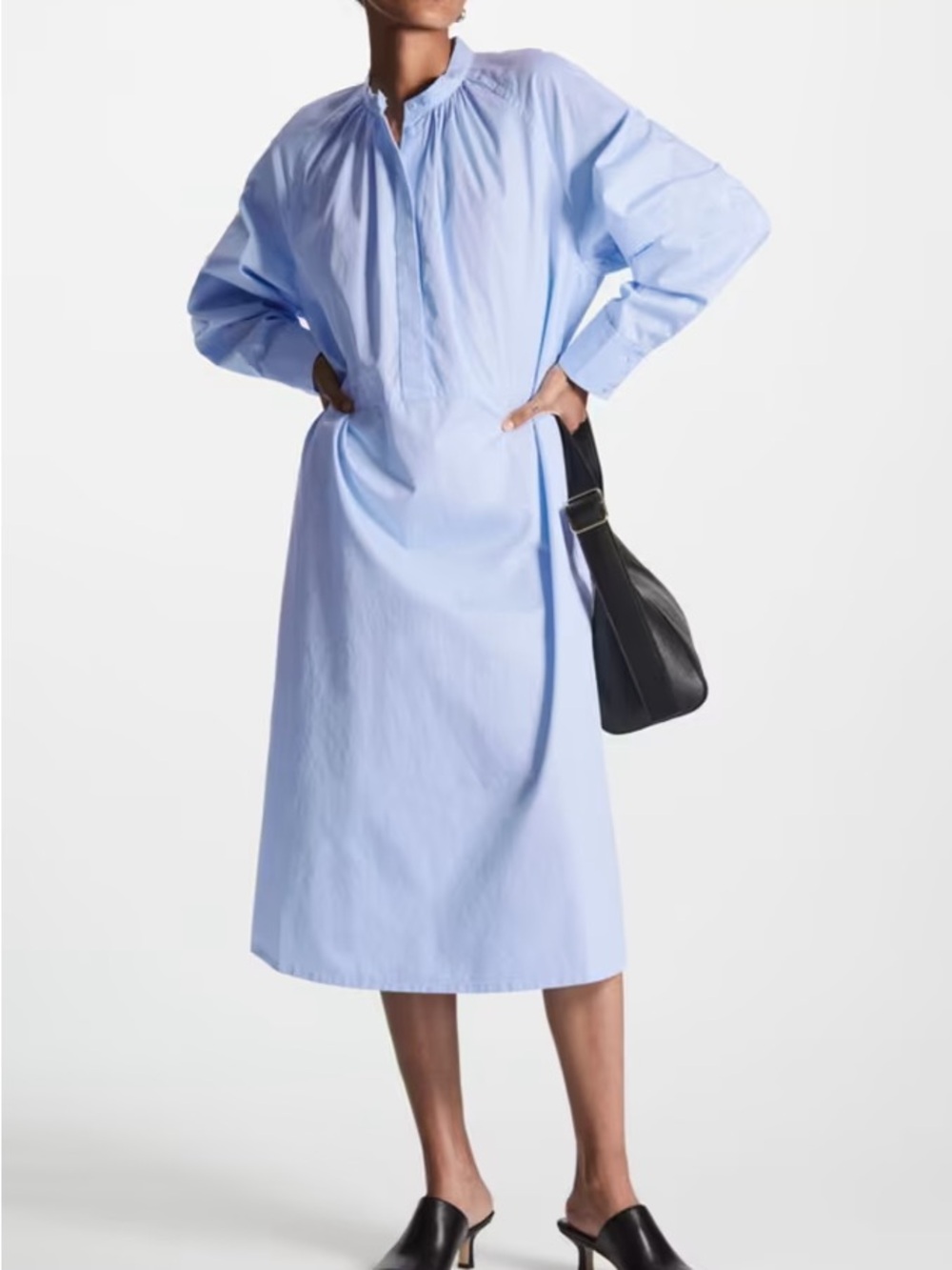COS Light Blue Cotton Voluminous Midi Shirt Dress Size 8 / EUR 40